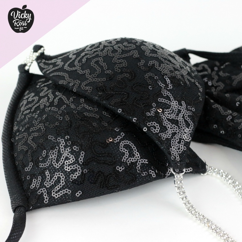 Black Sequin Competition Posing Bikini For Women - image 6